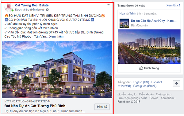 quảng cáo facebook ngành bất động sản